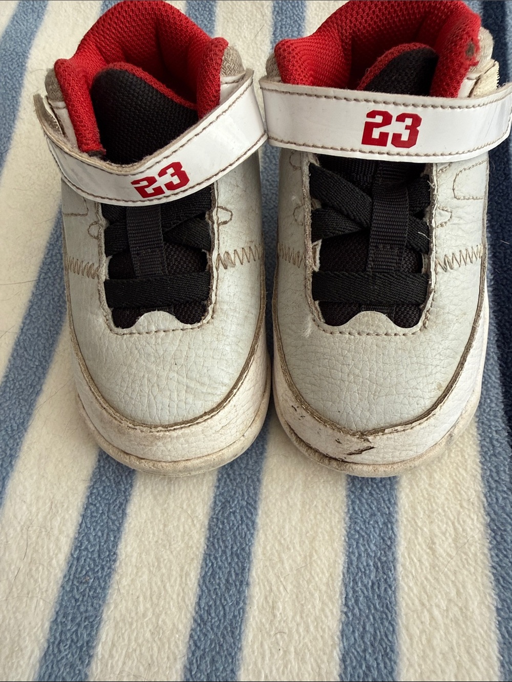 Jordan Kids White and Red Sneakers with Black Laces